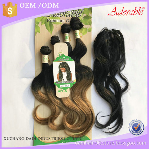 Wholesale Cheap Brazilian Body 4pcs Synthetic Hair wtih Closure 14" to 20" in a pack